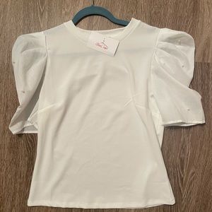 White top with pearls